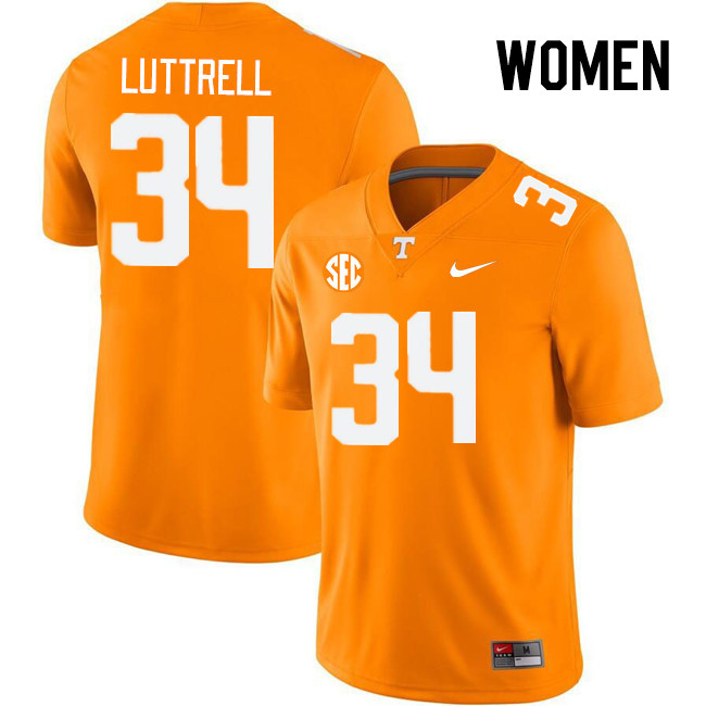 Women #34 Jack Luttrell Tennessee Volunteers College Football Jerseys Stitched Sale-Orange